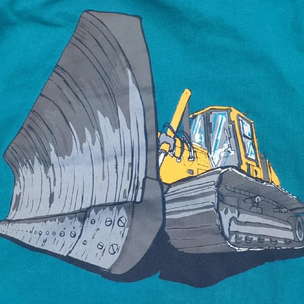 Gymboree Teal Long Sleeve with Yellow Bulldozer